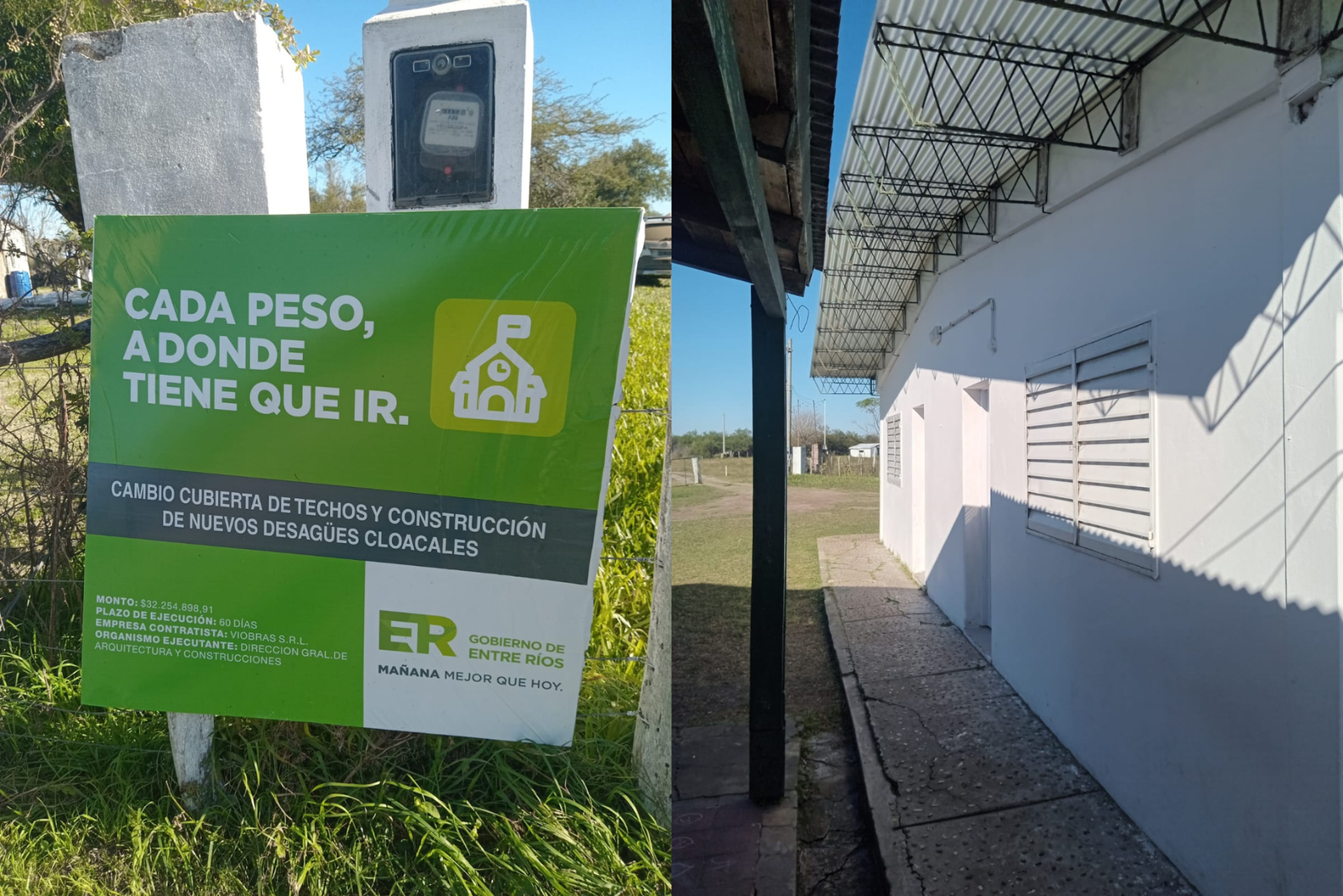 VILLAGUAY: Concluyeron trabajos edilicios y de saneamiento en escuela rural nº 8 de Lucas Norte Noticias