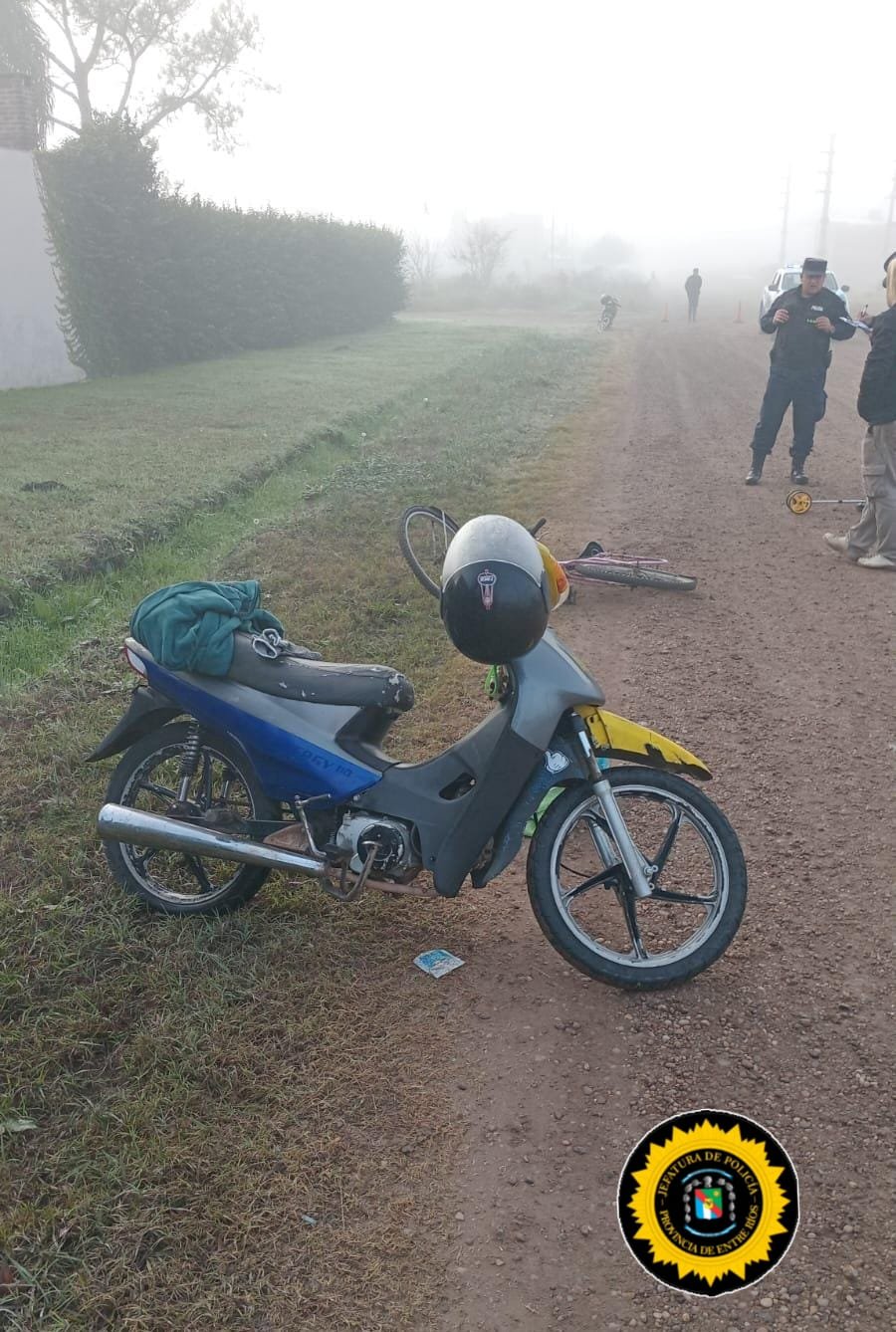 VILLAGUAY: Ciclista resultó lesionado tras ser embestido por una motocicleta